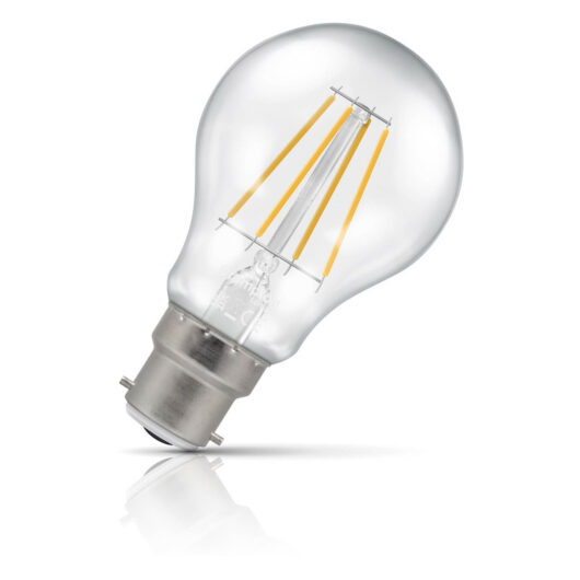 Crompton GLS LED Light Bulb B22 7W (60W Eqv) Dimmable Warm White Clear Filament Bayonet