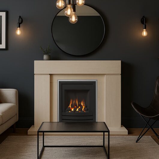 Axon Small Block Limestone Fireplace