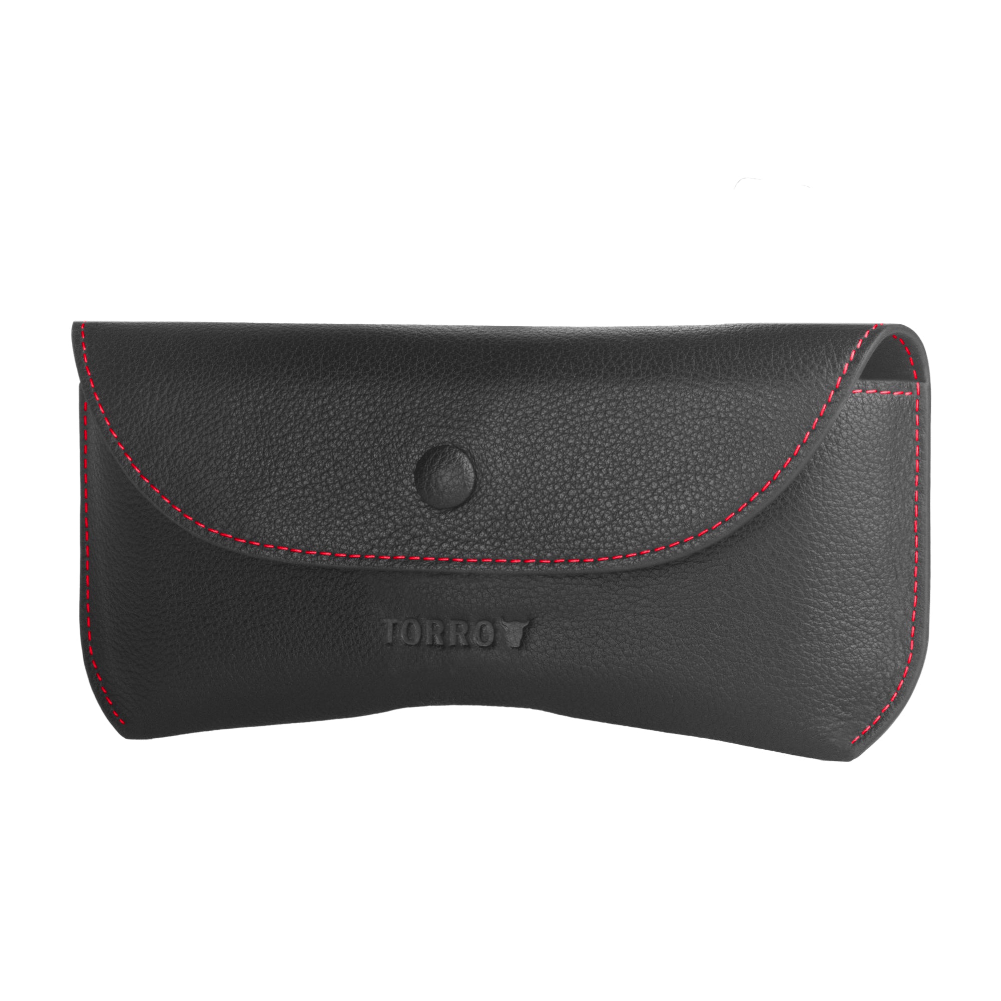 Leather Sunglasses Case / Glasses Case - Black with Red Detail