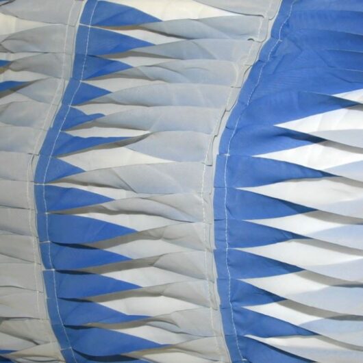 Deadstock Embroidered Sheer Chiffon Fabric Ivory & Blue