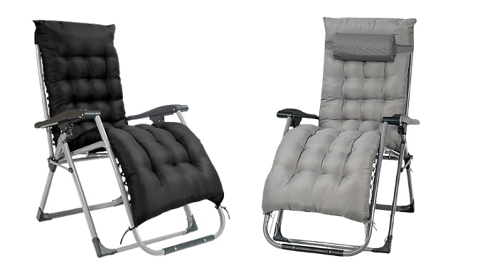 1 or 2-Pack of Zero Gravity Reclining Loungers with Detachable Cushions & Pillows - 2 Colours