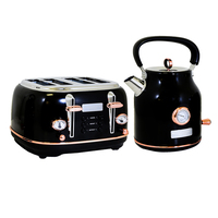 1.7L Kettle & 4 Slice Toaster Set Black & Rose Gold Coloured