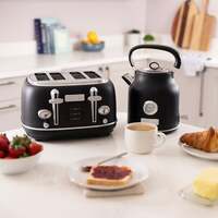 1.7L Kettle & 4 Slice Toaster Set in Matt Black and Silver