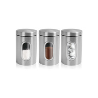 3 Piece Kitchen Canister Set Silver
