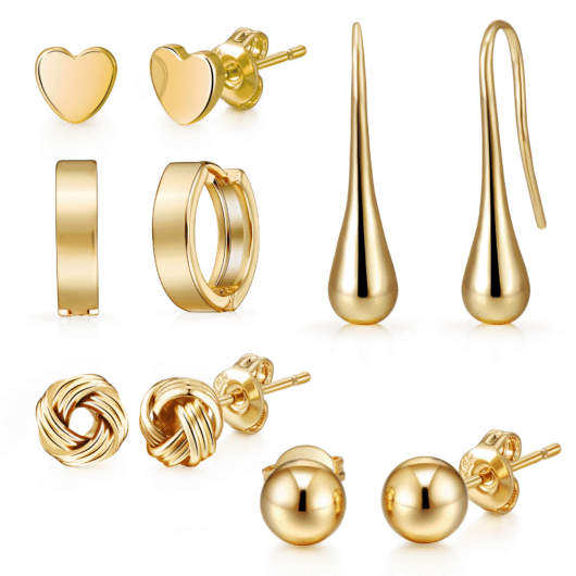 5 Pairs of 18k Gold Plated Earrings