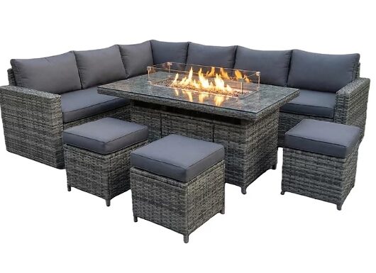 9-Seater Corner Rattan Dining Set - 3 Table Options!
