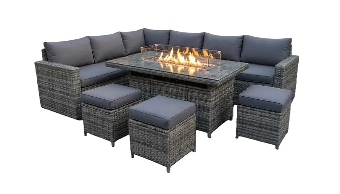 9-Seater Corner Rattan Dining Set - 3 Table Options!