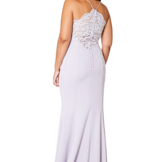 Addilyn Fishtail Maxi Dress with Lace Button Back Detail, UK 18 / US 14 / EU 46 / Silver