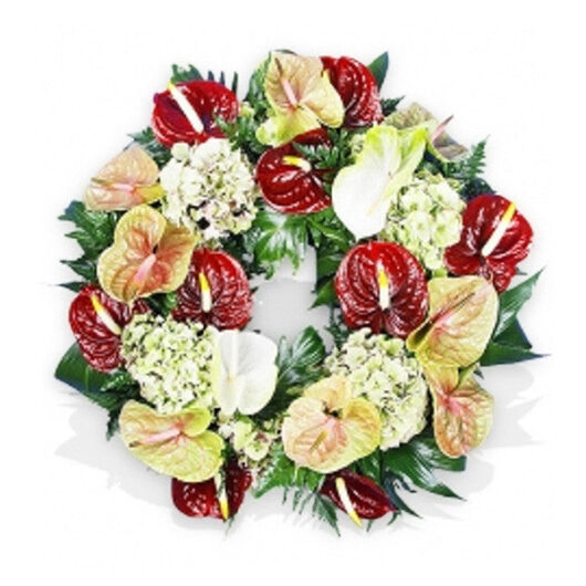 Anthurium Mix Wreath - 14 Inch