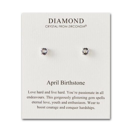 April (Diamond) Birthstone Earrings Created with Zircondia® Crystals