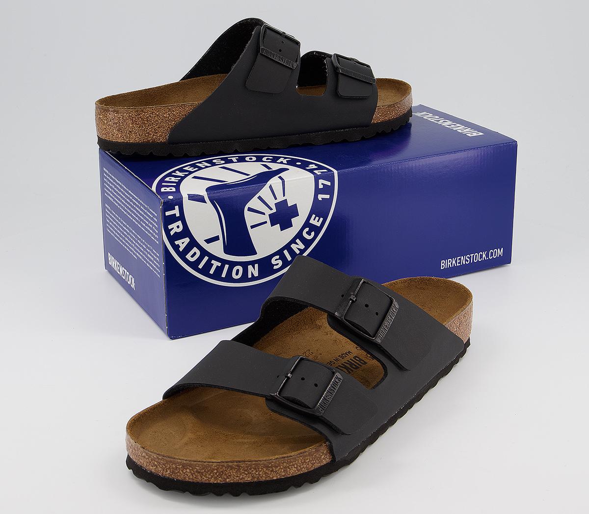 BIRKENSTOCK Men's Black Arizona Two Strap Sandals, Size: 7