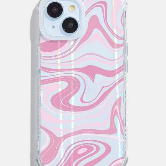 Baby Pink Swirl Holo Shock i Phone Case, i Phone 16 Pro Max Case