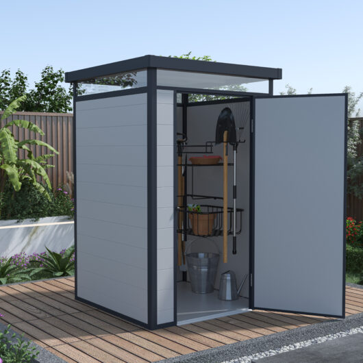BillyOh York Pent White Plastic Shed - 4x4 Grey