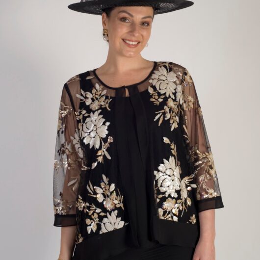 Black Large Hatinator with Lattice Brim, Sinamay Bow & Feathers