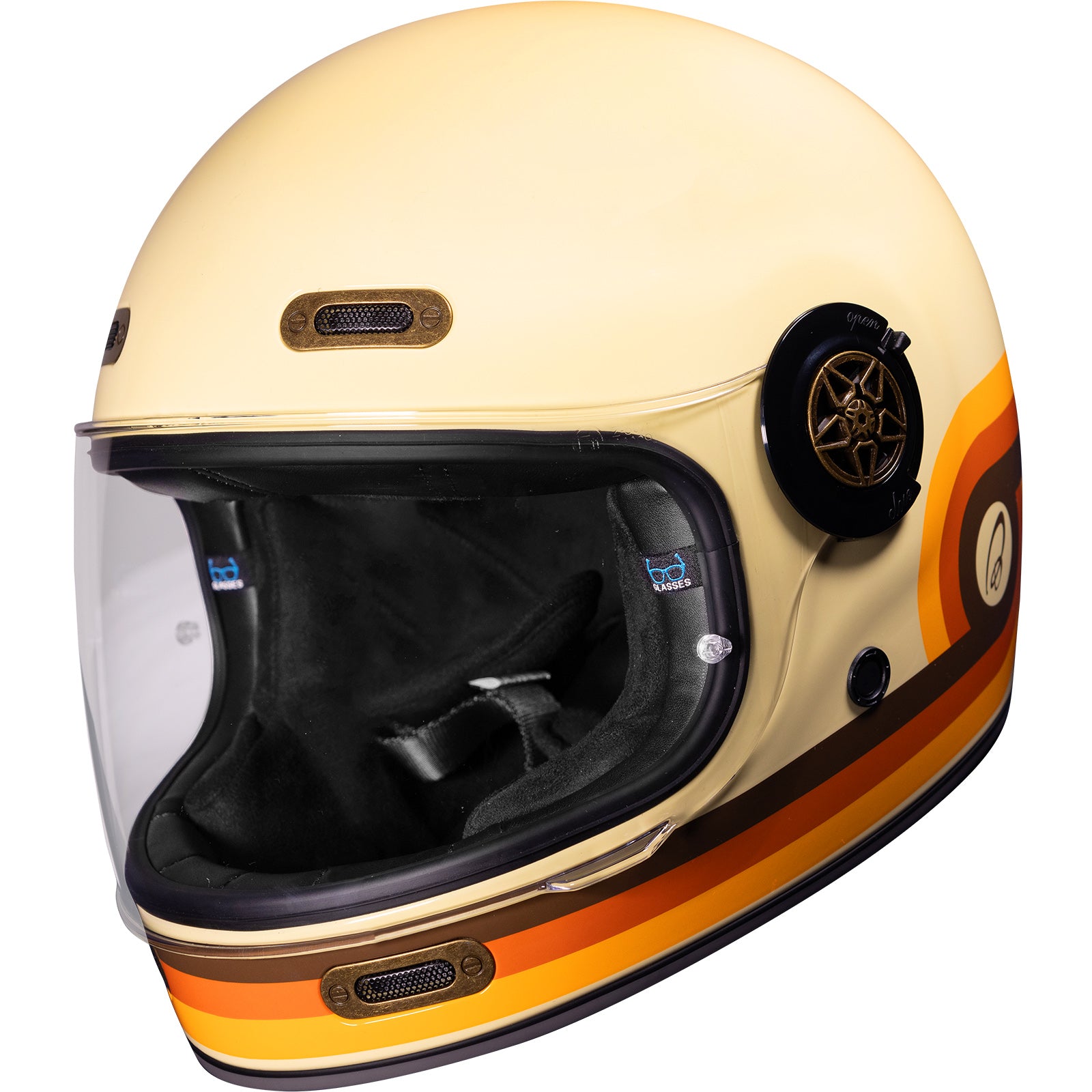 Black Orbit Retrograde ECE R22.06 Motorcycle Helmet - Gloss Cream / 53-54cm | XS
