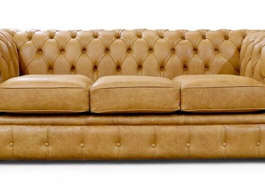 Chesterfield 3 Seater Settee Old English Tan Leather Sofa