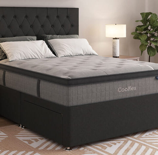 Coolflex Hybrid ICE Mattress + Premium Divan Bed, Carbon, 4 Drawer, Double