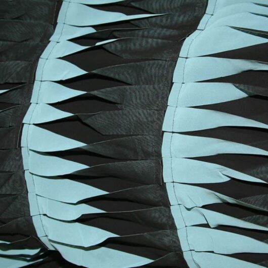 Deadstock Embroidered Sheer Chiffon Fabric Black & Turquoise