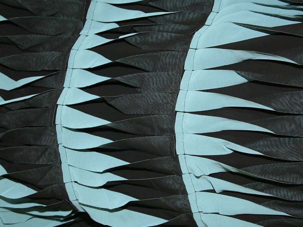 Deadstock Embroidered Sheer Chiffon Fabric Black & Turquoise