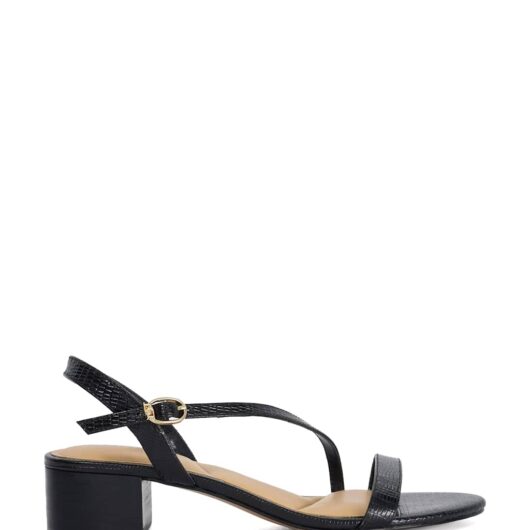 Dune London Leather Block Heel Sandals Black