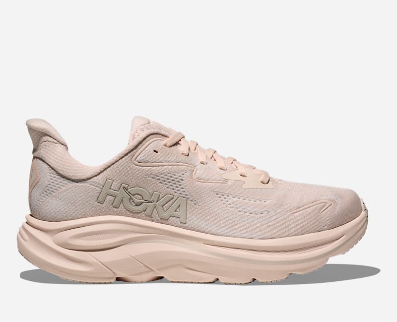 HOKA Women's Clifton 10 Road Running Shoes in Beech Wood/Rose Cream, Size 6.5