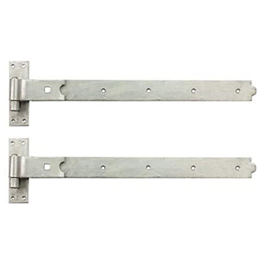Heavy Duty Flat Hook & Band Gate Hinge, Galvanised 600 x 50 x 4.5mm with 16mm Diameter Pin (2 Pack)