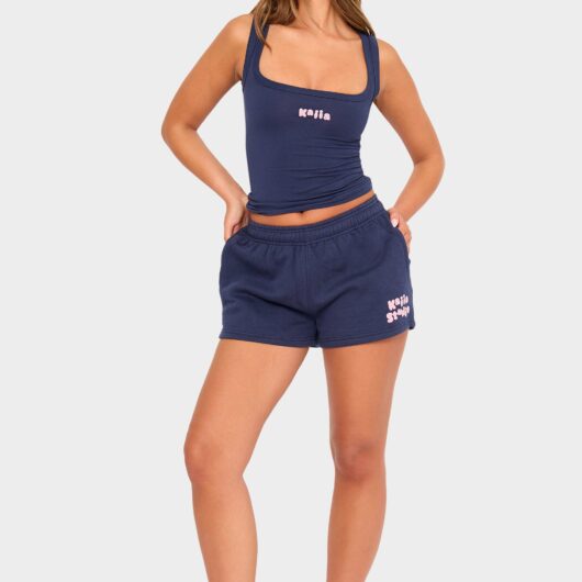Kaiia Studio Bubble Mini Sweat Shorts Navy & Pink