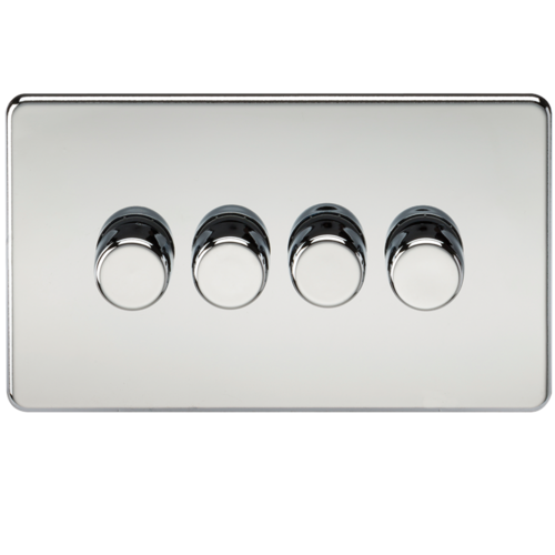 KnightsBridge 10-200W 4G 2 Way 230V Screwless Polished Chrome Electric Dimmer Switch Led Compatible