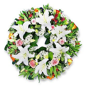 Lilies and Roses Wreath - 16 Inch