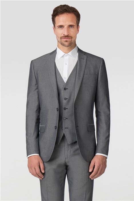Limehaus Slim Fit Plain Silver Grey Tonic Men's Suit Jacket