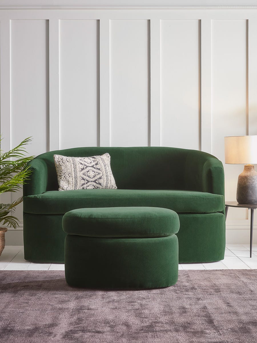 Lulea Ottoman - Vintage Taupe Cotton Stripe