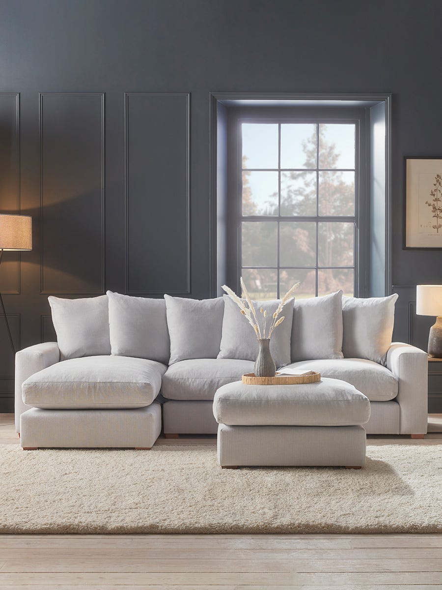 Lyon Chaise Left Hand Sofa - Cumin Opulent Cotton Velvet