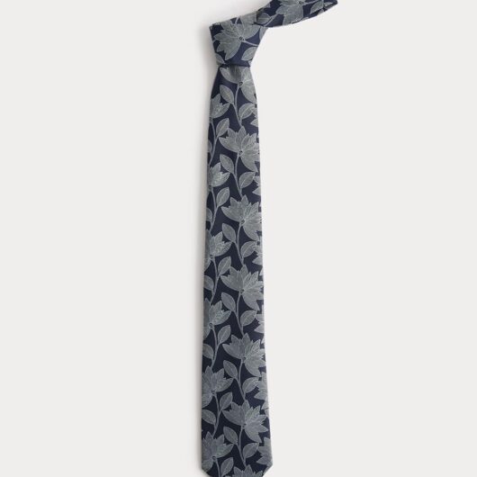 M&S Floral Fan Tie Navy