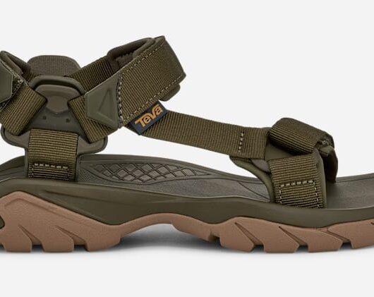 Men's TEVA Terra Fi 5 Universal Hiking Sandals in Dark Olive/Honey Brown, Size 11