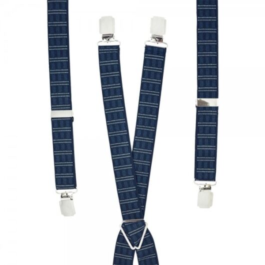 Navy Blue Patterned Skinny Trouser Braces