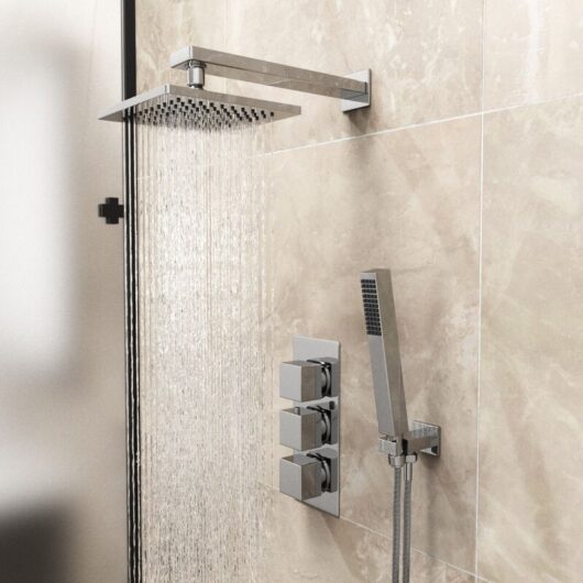 Nes Home - Cameo 3 Dial 2 Way Square Set - Shower Head & Handset