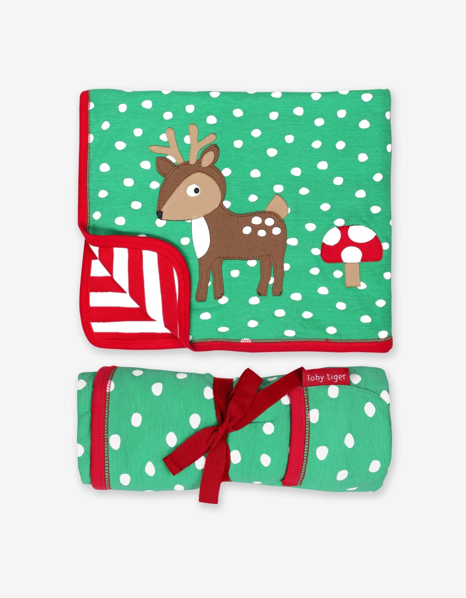 Organic Christmas Deer Applique Blanket