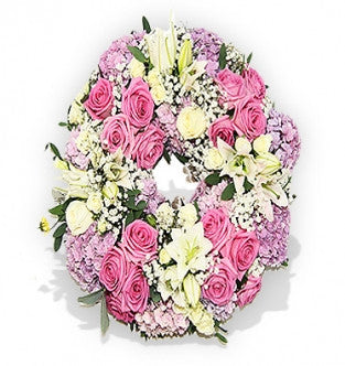 Pink and White Wreath - 16 Inch