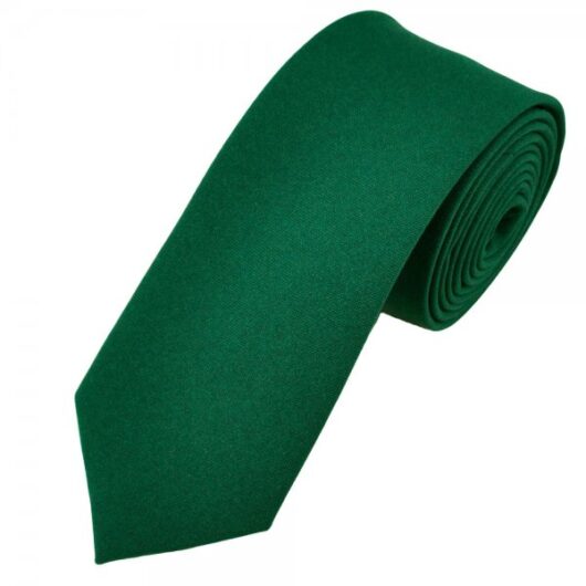 Plain Bottle Green Men's Skinny Tie - Matte Finish