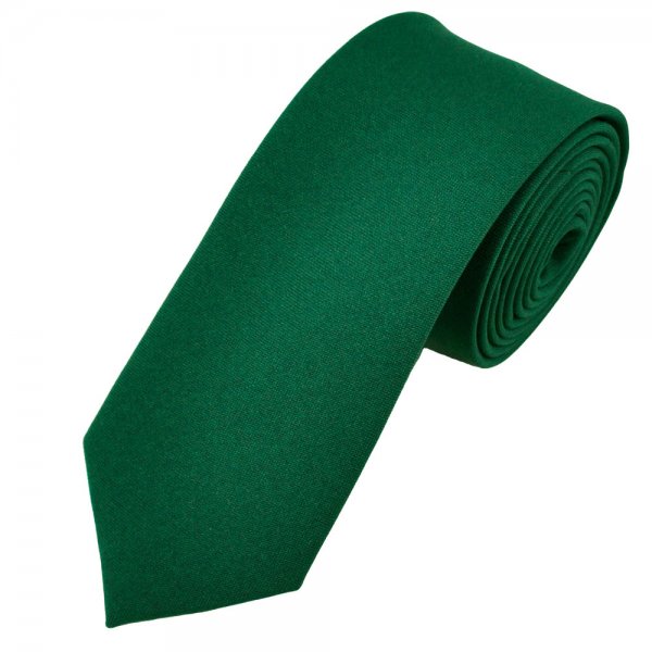 Plain Bottle Green Men's Skinny Tie - Matte Finish