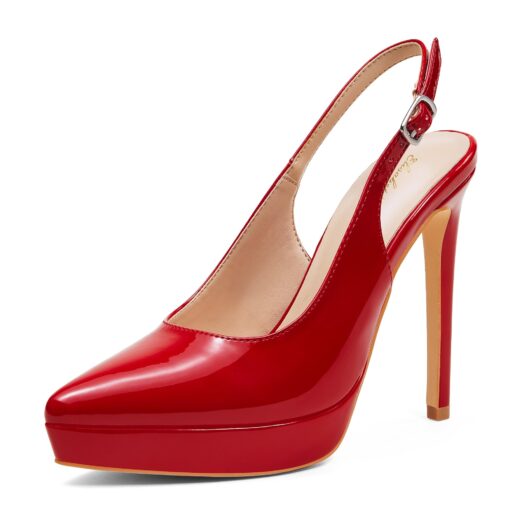 Platform Stiletto Heels - Red UK 8.5