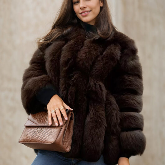Plush Faux Fur Coat Crew Neck Winter Eco-friendly Fur Jacket For Women 2026