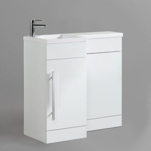 Raven lh 900mm Vanity Basin Unit, wc Unit & Desone Back to Wall Toilet White