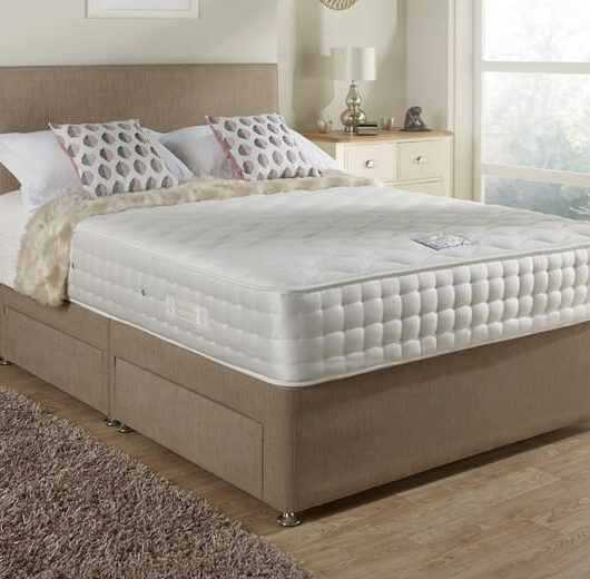 Relyon Chelsea 1500 Mattress + Premium Divan Bed, Carbon, 4 Drawer, Double
