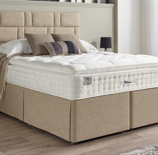 Relyon Natural Luxury Supreme 2150 Pillow Top Mattress + Premium Divan Bed, Carbon, 4 Drawer, Double