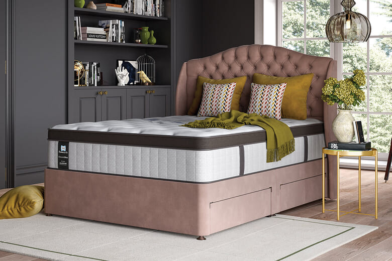 Sealy Arden Elevate Ultra Posturepedic Mattress + Premium Divan Bed, Carbon, 4 Drawer, Double