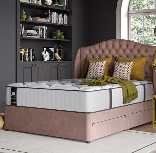 Sealy Webber Elevate Ultra Posturepedic Mattress + Premium Divan Bed, Carbon, 4 Drawer, Double