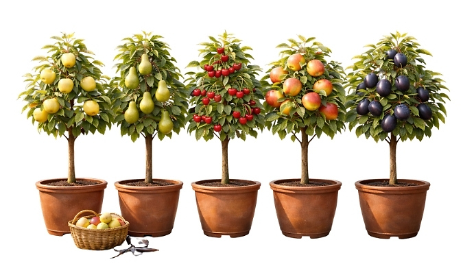 Set of 3 or 5 Mini Fruit Trees