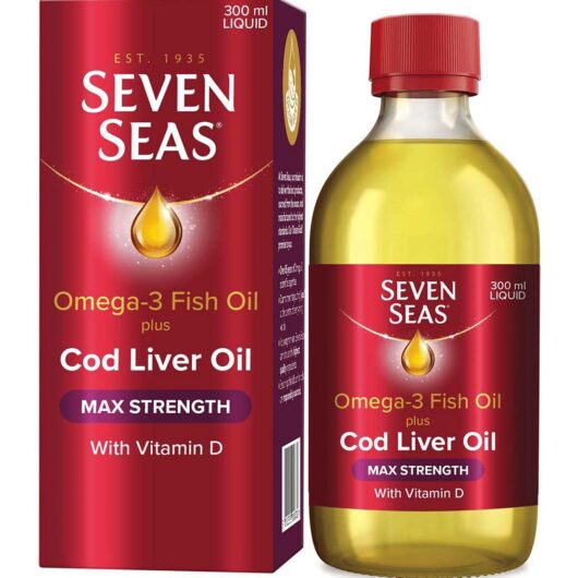 Seven Seas Omega-3 Fish Oil Plus Cod Liver Max Strength With Vitamins D And Vitamin E, 300 ml