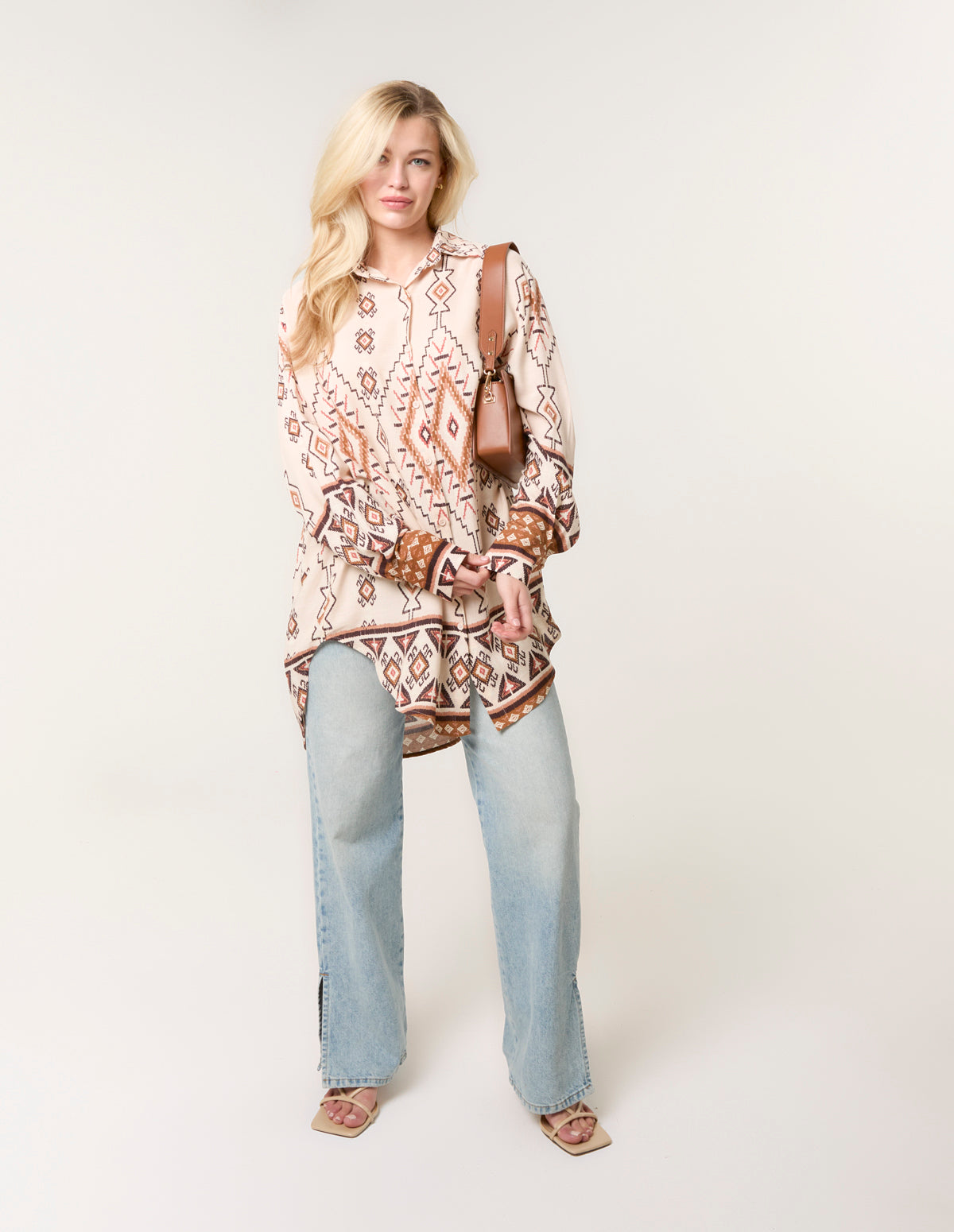Shirt With Geometric Print - ONE / STONE